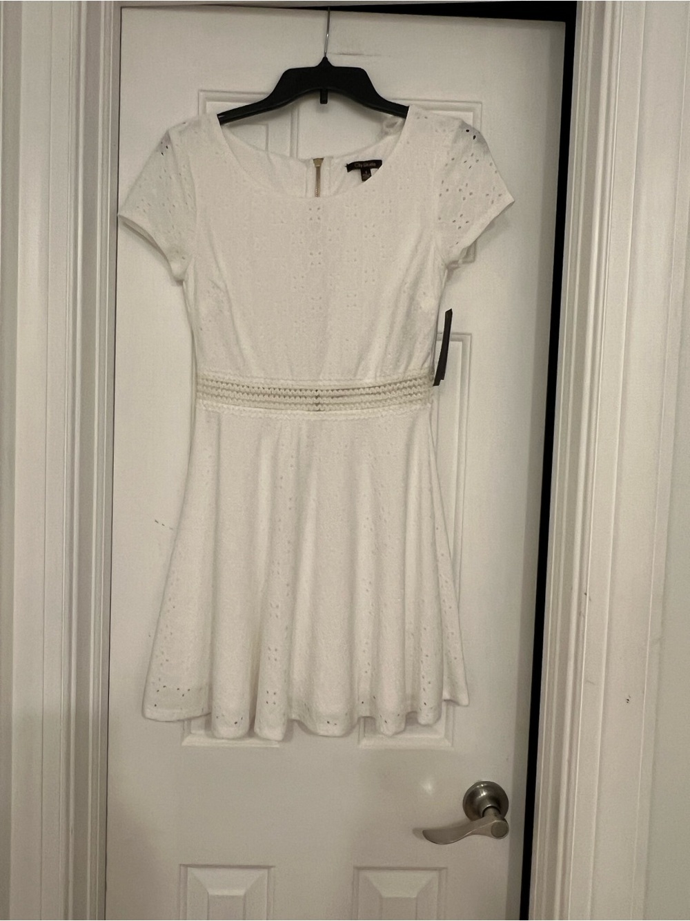 City Studio White Eyelet Fit-and-Flare Mini Dress